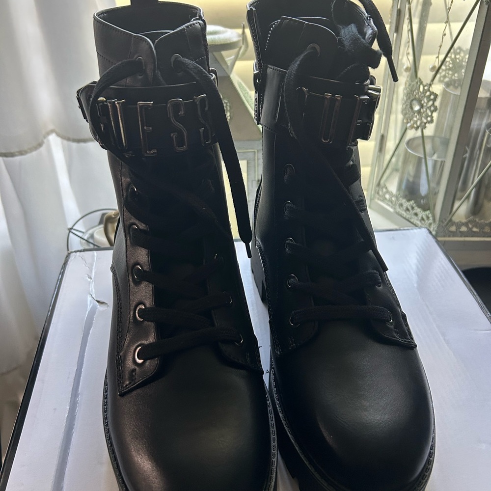 GUESS Black Combat Lace-Up Boots